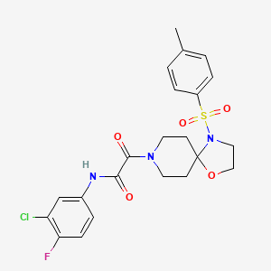 molecular formula C22H23ClFN3O5S B3410340 N-(3-chloro-4-fluorophenyl)-2-[4-(4-methylbenzenesulfonyl)-1-oxa-4,8-diazaspiro[4.5]decan-8-yl]-2-oxoacetamide CAS No. 896376-22-0