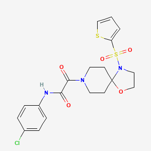 molecular formula C19H20ClN3O5S2 B3410352 N-(4-chlorophenyl)-2-oxo-2-(4-(thiophen-2-ylsulfonyl)-1-oxa-4,8-diazaspiro[4.5]decan-8-yl)acetamide CAS No. 896376-69-5