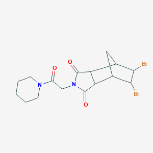 molecular formula C16H20Br2N2O3 B341041 5,6-dibromo-2-[2-oxo-2-(piperidin-1-yl)ethyl]hexahydro-1H-4,7-methanoisoindole-1,3(2H)-dione 