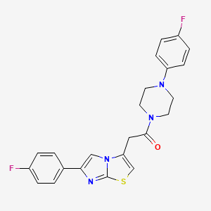 molecular formula C23H20F2N4OS B3410422 2-(6-(4-Fluorophenyl)imidazo[2,1-b]thiazol-3-yl)-1-(4-(4-fluorophenyl)piperazin-1-yl)ethanone CAS No. 897464-43-6