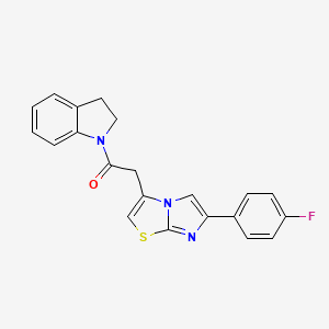 molecular formula C21H16FN3OS B3410432 1-{[6-(4-Fluorophenyl)imidazo[2,1-b][1,3]thiazol-3-yl]acetyl}indoline CAS No. 897464-67-4