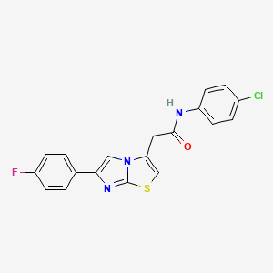 molecular formula C19H13ClFN3OS B3410438 N-(4-chlorophenyl)-2-[6-(4-fluorophenyl)imidazo[2,1-b][1,3]thiazol-3-yl]acetamide CAS No. 897464-71-0