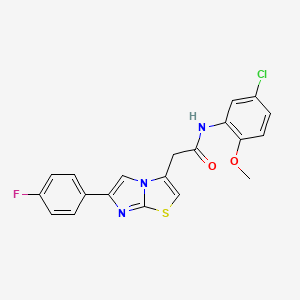 molecular formula C20H15ClFN3O2S B3410450 N-(5-chloro-2-methoxyphenyl)-2-[6-(4-fluorophenyl)imidazo[2,1-b][1,3]thiazol-3-yl]acetamide CAS No. 897464-94-7