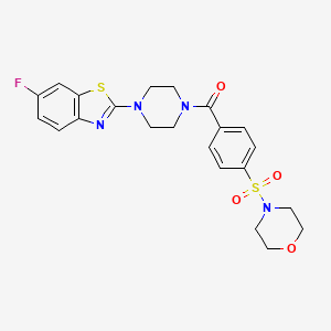 molecular formula C22H23FN4O4S2 B3410474 (4-(6-Fluorobenzo[d]thiazol-2-yl)piperazin-1-yl)(4-(morpholinosulfonyl)phenyl)methanone CAS No. 897472-29-6