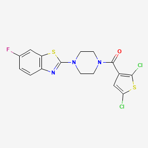 molecular formula C16H12Cl2FN3OS2 B3410481 (2,5-Dichlorothiophen-3-yl)(4-(6-fluorobenzo[d]thiazol-2-yl)piperazin-1-yl)methanone CAS No. 897472-93-4