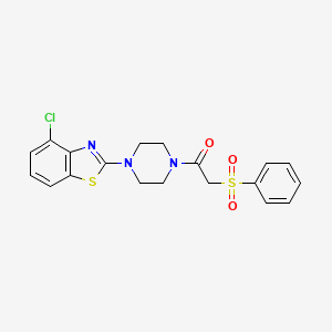 molecular formula C19H18ClN3O3S2 B3410499 4-Chloro-2-{4-[(phenylsulfonyl)acetyl]piperazin-1-yl}-1,3-benzothiazole CAS No. 897480-16-9