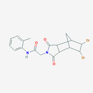 molecular formula C18H18Br2N2O3 B341050 2-(8,9-dibromo-3,5-dioxo-4-azatricyclo[5.2.1.0~2,6~]dec-4-yl)-N-(2-methylphenyl)acetamide 