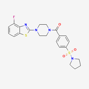 molecular formula C22H23FN4O3S2 B3410508 (4-(4-Fluorobenzo[d]thiazol-2-yl)piperazin-1-yl)(4-(pyrrolidin-1-ylsulfonyl)phenyl)methanone CAS No. 897480-98-7