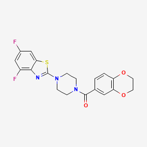 molecular formula C20H17F2N3O3S B3410530 (4-(4,6-Difluorobenzo[d]thiazol-2-yl)piperazin-1-yl)(2,3-dihydrobenzo[b][1,4]dioxin-6-yl)methanone CAS No. 897482-00-7