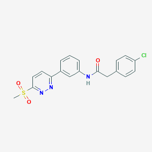 molecular formula C19H16ClN3O3S B3410548 2-(4-chlorophenyl)-N-(3-(6-(methylsulfonyl)pyridazin-3-yl)phenyl)acetamide CAS No. 897614-20-9