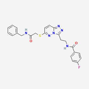 molecular formula C23H21FN6O2S B3410575 N-[2-(6-{[(benzylcarbamoyl)methyl]sulfanyl}-[1,2,4]triazolo[4,3-b]pyridazin-3-yl)ethyl]-4-fluorobenzamide CAS No. 897619-90-8