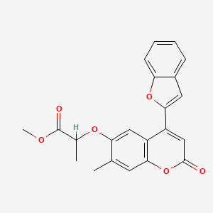 molecular formula C22H18O6 B3410609 methyl 2-{[4-(1-benzofuran-2-yl)-7-methyl-2-oxo-2H-chromen-6-yl]oxy}propanoate CAS No. 898406-20-7