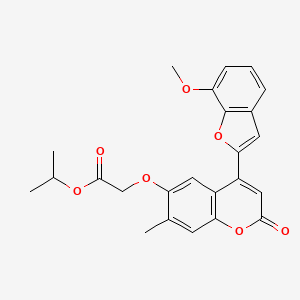 molecular formula C24H22O7 B3410644 isopropyl 2-((4-(7-methoxybenzofuran-2-yl)-7-methyl-2-oxo-2H-chromen-6-yl)oxy)acetate CAS No. 898415-83-3