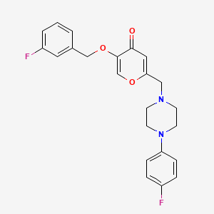 molecular formula C23H22F2N2O3 B3410645 5-((3-fluorobenzyl)oxy)-2-((4-(4-fluorophenyl)piperazin-1-yl)methyl)-4H-pyran-4-one CAS No. 898420-96-7