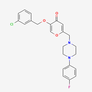 molecular formula C23H22ClFN2O3 B3410650 5-((3-chlorobenzyl)oxy)-2-((4-(4-fluorophenyl)piperazin-1-yl)methyl)-4H-pyran-4-one CAS No. 898421-34-6