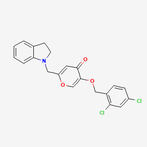 molecular formula C21H17Cl2NO3 B3410656 5-((2,4-dichlorobenzyl)oxy)-2-(indolin-1-ylmethyl)-4H-pyran-4-one CAS No. 898421-36-8