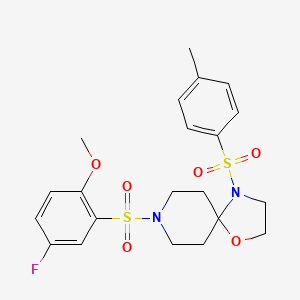 molecular formula C21H25FN2O6S2 B3410665 8-((5-Fluoro-2-methoxyphenyl)sulfonyl)-4-tosyl-1-oxa-4,8-diazaspiro[4.5]decane CAS No. 898425-03-1