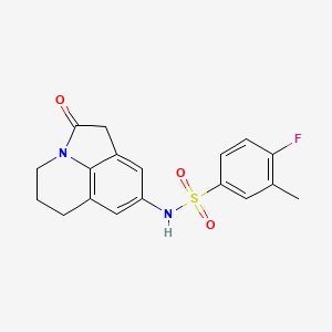 molecular formula C18H17FN2O3S B3410668 4-fluoro-3-methyl-N-(2-oxo-2,4,5,6-tetrahydro-1H-pyrrolo[3,2,1-ij]quinolin-8-yl)benzenesulfonamide CAS No. 898426-72-7