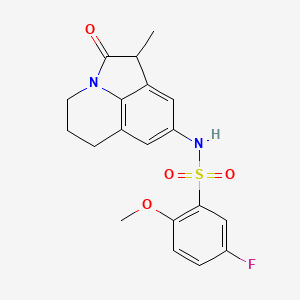 5-fluoro-2-methoxy-N-{3-methyl-2-oxo-1-azatricyclo[6.3.1.0^{4,12}]dodeca-4,6,8(12)-trien-6-yl}benzene-1-sulfonamide