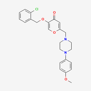 molecular formula C24H25ClN2O4 B3410717 5-((2-chlorobenzyl)oxy)-2-((4-(4-methoxyphenyl)piperazin-1-yl)methyl)-4H-pyran-4-one CAS No. 898440-14-7
