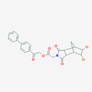 molecular formula C25H21Br2NO5 B341072 2-(biphenyl-4-yl)-2-oxoethyl (5,6-dibromo-1,3-dioxooctahydro-2H-4,7-methanoisoindol-2-yl)acetate 