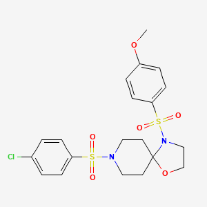 molecular formula C20H23ClN2O6S2 B3410747 8-(4-Chlorobenzenesulfonyl)-4-(4-methoxybenzenesulfonyl)-1-oxa-4,8-diazaspiro[4.5]decane CAS No. 898452-97-6