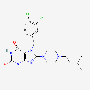 molecular formula C22H28Cl2N6O2 B3410762 7-(3,4-dichlorobenzyl)-8-(4-isopentylpiperazin-1-yl)-3-methyl-1H-purine-2,6(3H,7H)-dione CAS No. 898464-26-1