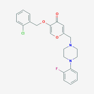 molecular formula C23H22ClFN2O3 B3410768 5-((2-chlorobenzyl)oxy)-2-((4-(2-fluorophenyl)piperazin-1-yl)methyl)-4H-pyran-4-one CAS No. 898465-57-1