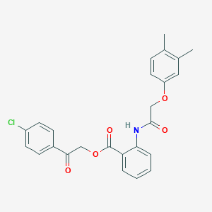 molecular formula C25H22ClNO5 B341077 2-(4-Chlorophenyl)-2-oxoethyl 2-{[(3,4-dimethylphenoxy)acetyl]amino}benzoate 