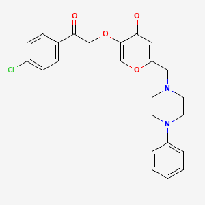 molecular formula C24H23ClN2O4 B3410773 5-[2-(4-chlorophenyl)-2-oxoethoxy]-2-[(4-phenylpiperazin-1-yl)methyl]-4H-pyran-4-one CAS No. 898465-75-3