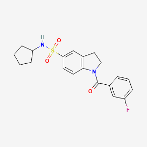 molecular formula C20H21FN2O3S B3410774 N-cyclopentyl-1-(3-fluorobenzoyl)indoline-5-sulfonamide CAS No. 898657-97-1