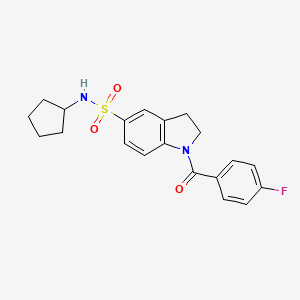 molecular formula C20H21FN2O3S B3410777 N-cyclopentyl-1-(4-fluorobenzoyl)indoline-5-sulfonamide CAS No. 898658-00-9