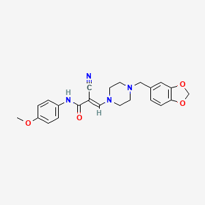 (E)-3-(4-(benzo[d][1,3]dioxol-5-ylmethyl)piperazin-1-yl)-2-cyano-N-(4-methoxyphenyl)acrylamide