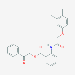 molecular formula C25H23NO5 B341080 2-Oxo-2-phenylethyl 2-{[(3,4-dimethylphenoxy)acetyl]amino}benzoate 