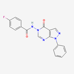 molecular formula C18H12FN5O2 B3410885 4-fluoro-N-(4-oxo-1-phenyl-1H-pyrazolo[3,4-d]pyrimidin-5(4H)-yl)benzamide CAS No. 899752-44-4