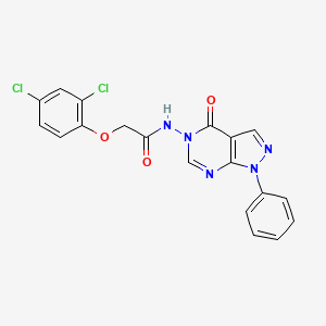 molecular formula C19H13Cl2N5O3 B3410915 2-(2,4-dichlorophenoxy)-N-(4-oxo-1-phenyl-1H-pyrazolo[3,4-d]pyrimidin-5(4H)-yl)acetamide CAS No. 899946-23-7