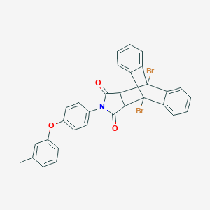 molecular formula C31H21Br2NO3 B341094 1,8-Dibromo-17-[4-(3-methylphenoxy)phenyl]-17-azapentacyclo[6.6.5.0~2,7~.0~9,14~.0~15,19~]nonadeca-2,4,6,9,11,13-hexaene-16,18-dione (non-preferred name) 