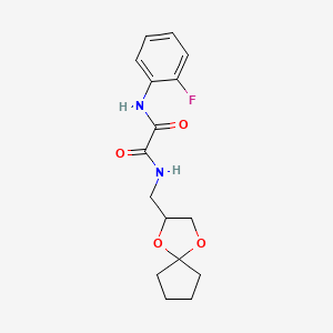 molecular formula C16H19FN2O4 B3410974 N1-(1,4-dioxaspiro[4.4]nonan-2-ylmethyl)-N2-(2-fluorophenyl)oxalamide CAS No. 899963-18-9