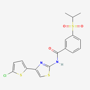 molecular formula C17H15ClN2O3S3 B3410985 N-(4-(5-chlorothiophen-2-yl)thiazol-2-yl)-3-(isopropylsulfonyl)benzamide CAS No. 899967-89-6