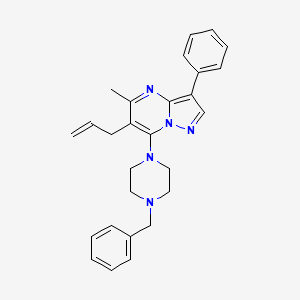 molecular formula C27H29N5 B3411074 6-Allyl-7-(4-benzylpiperazin-1-yl)-5-methyl-3-phenylpyrazolo[1,5-a]pyrimidine CAS No. 900262-97-7