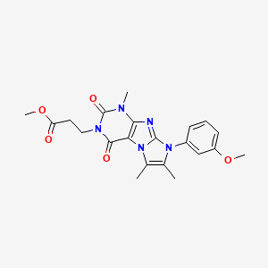 molecular formula C21H23N5O5 B3411079 Methyl 3-[6-(3-methoxyphenyl)-4,7,8-trimethyl-1,3-dioxopurino[7,8-a]imidazol-2-yl]propanoate CAS No. 900284-24-4