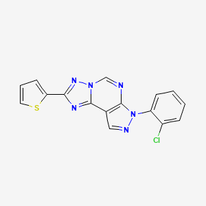 molecular formula C16H9ClN6S B3411081 7-(2-chlorophenyl)-2-(thiophen-2-yl)-7H-pyrazolo[4,3-e][1,2,4]triazolo[1,5-c]pyrimidine CAS No. 900887-33-4