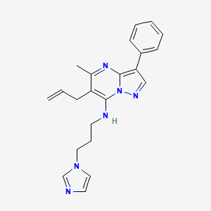 molecular formula C22H24N6 B3411087 N-[3-(1H-imidazol-1-yl)propyl]-5-methyl-3-phenyl-6-(prop-2-en-1-yl)pyrazolo[1,5-a]pyrimidin-7-amine CAS No. 900889-27-2