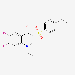 molecular formula C19H17F2NO3S B3411133 1-ethyl-3-[(4-ethylphenyl)sulfonyl]-6,7-difluoroquinolin-4(1H)-one CAS No. 902485-71-6
