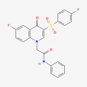 molecular formula C23H16F2N2O4S B3411143 2-(6-fluoro-3-((4-fluorophenyl)sulfonyl)-4-oxoquinolin-1(4H)-yl)-N-phenylacetamide CAS No. 902583-83-9