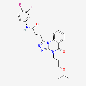 molecular formula C24H25F2N5O3 B3411215 N-(3,4-difluorophenyl)-3-{5-oxo-4-[3-(propan-2-yloxy)propyl]-4H,5H-[1,2,4]triazolo[4,3-a]quinazolin-1-yl}propanamide CAS No. 902933-27-1