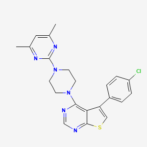 molecular formula C22H21ClN6S B3411222 2-{4-[5-(4-Chlorophenyl)thieno[2,3-d]pyrimidin-4-yl]piperazin-1-yl}-4,6-dimethylpyrimidine CAS No. 903185-95-5