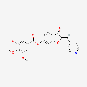 molecular formula C25H21NO7 B3411238 (Z)-4-methyl-3-oxo-2-(pyridin-4-ylmethylene)-2,3-dihydrobenzofuran-6-yl 3,4,5-trimethoxybenzoate CAS No. 903193-12-4