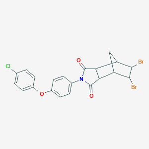 molecular formula C21H16Br2ClNO3 B341124 5,6-dibromo-2-[4-(4-chlorophenoxy)phenyl]hexahydro-1H-4,7-methanoisoindole-1,3(2H)-dione 