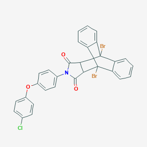 1,8-Dibromo-17-[4-(4-chlorophenoxy)phenyl]-17-azapentacyclo[6.6.5.0~2,7~.0~9,14~.0~15,19~]nonadeca-2,4,6,9,11,13-hexaene-16,18-dione (non-preferred name)